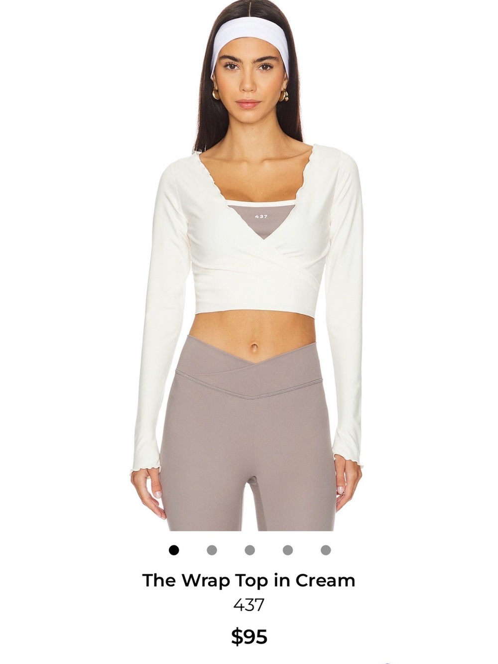 437 The Wrap Top in Cream - Long Sleeve Cropped Wrap